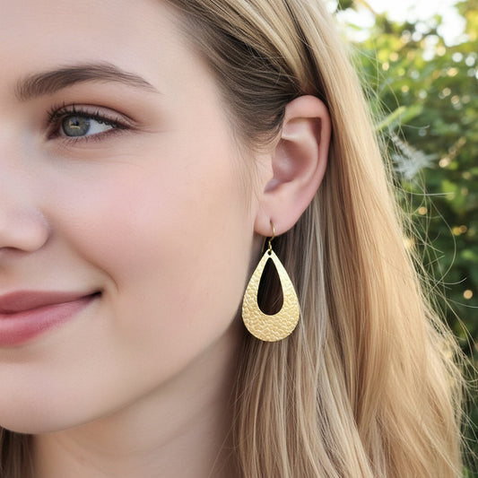 Embossed Open Teardrop Dangle Earrings