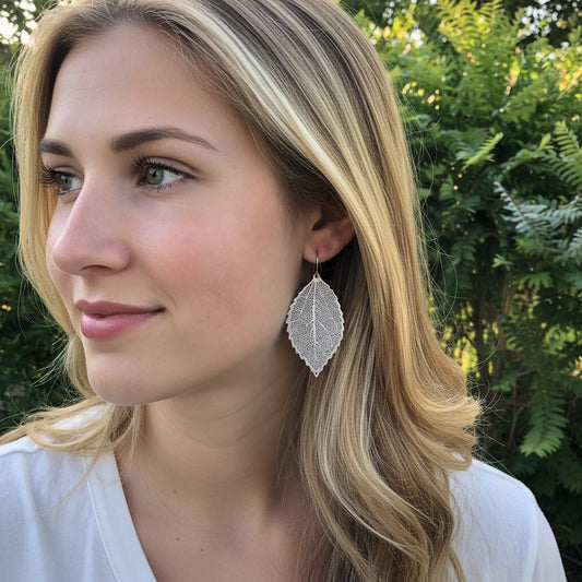Leaf Dangle Earrings, 65mm - 2 Colors