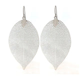 Invisible Clip On, Titanium Hook or Plastic Hook Dangle Earrings, Leaf, 75mm