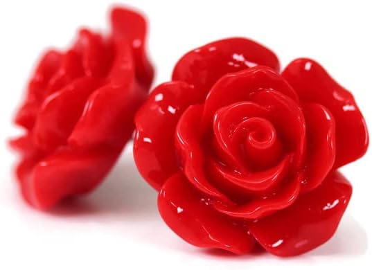 Large Rose Floral Stud Earrings