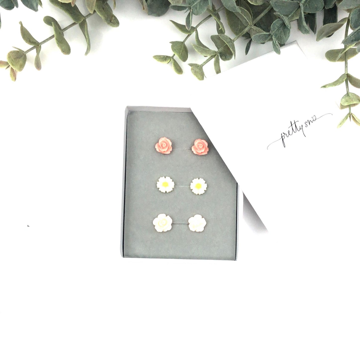 Floral Stud Earring Gift Set of Three