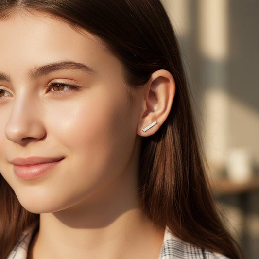 Titanium Bar Stud Earrings, 5mm or 10mm