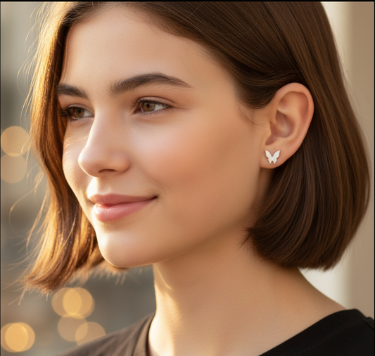Stud Look Earrings Dainty Butterfly