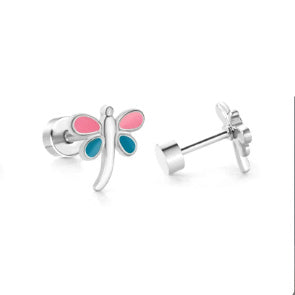 Screw Back, Dragonfly Earrings, PVD 18k Gold Nickel-Free