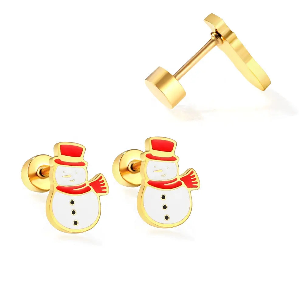 snowman screw back earrings