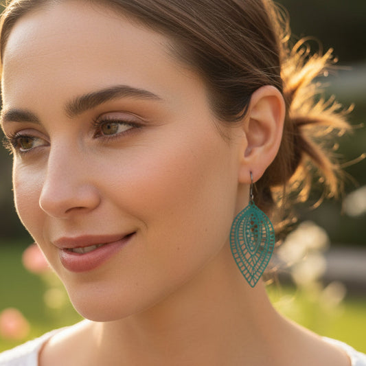 Lace Filigree Teardrop Dangle Earrings