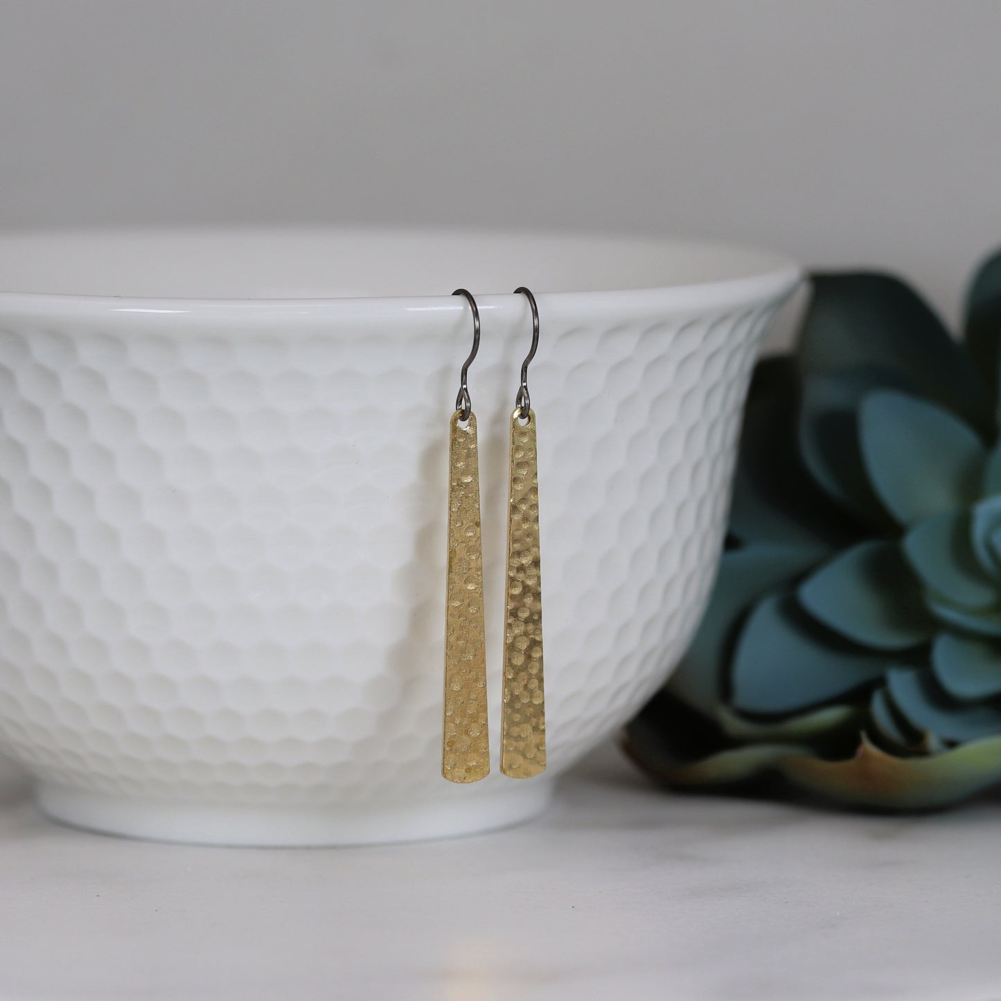 Embossed Tapered Bar Dangle Earrings
