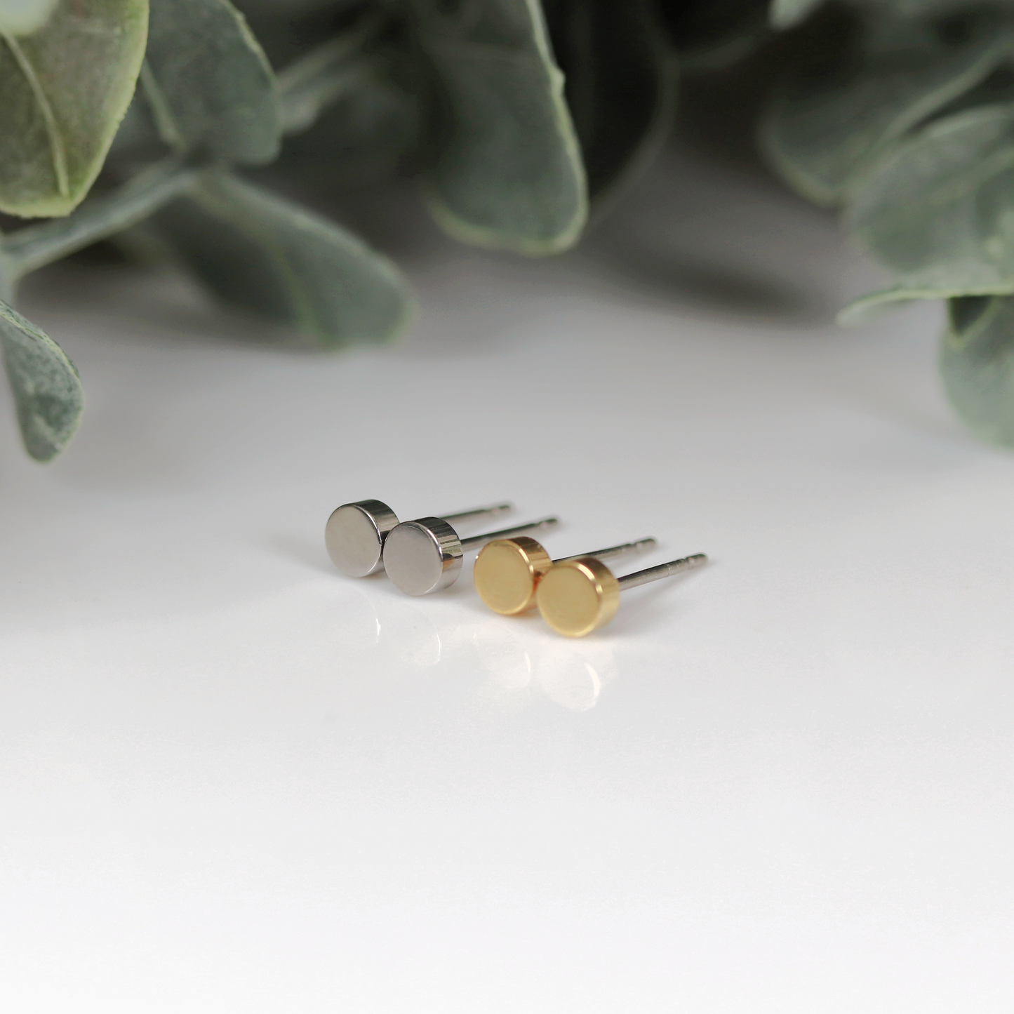Titanium Round Dot Stud Earrings