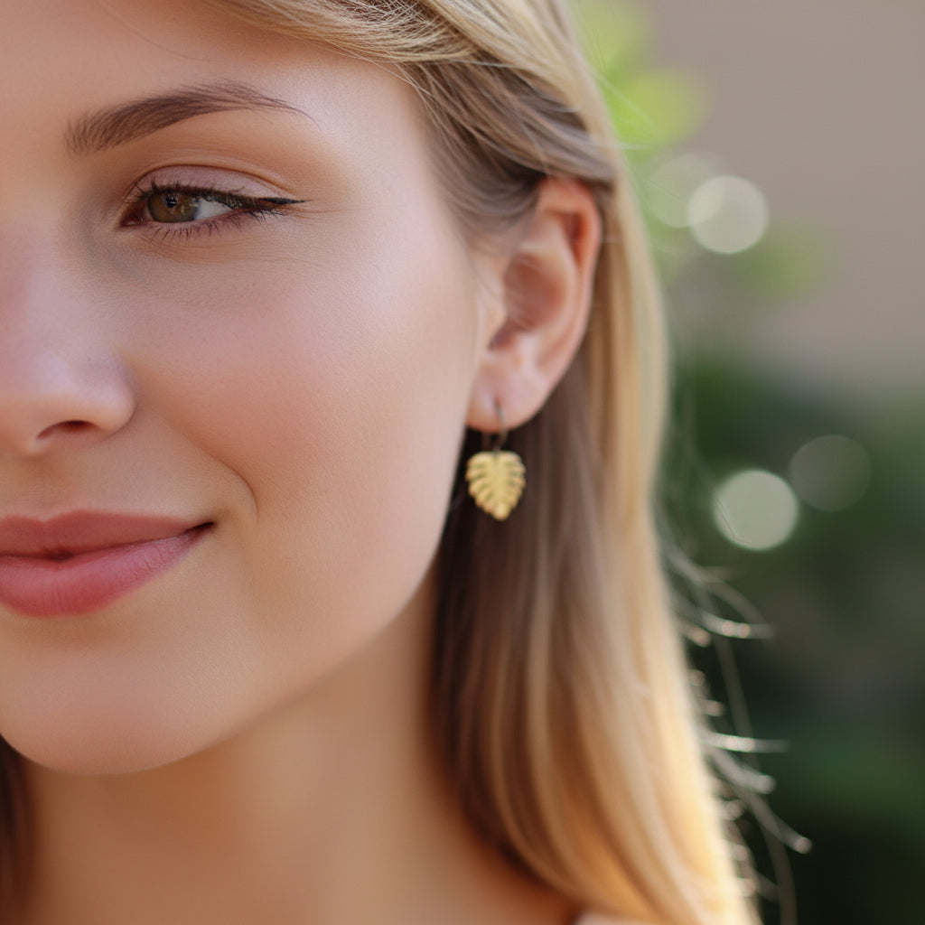 Monstera Leaf Dangle Earrings - 2 Colors