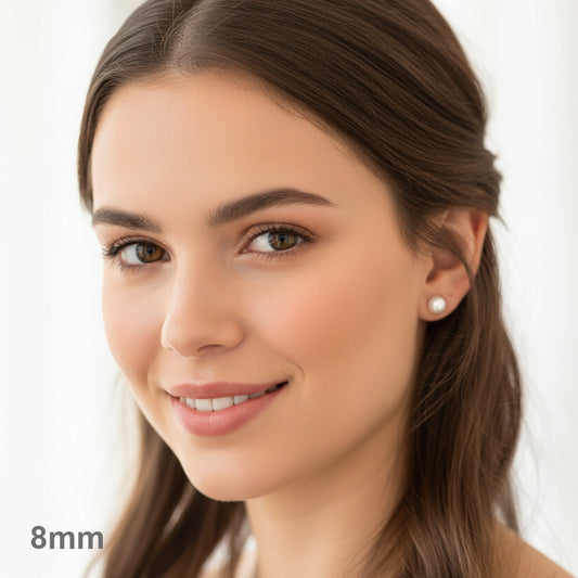 Cabochon (Half Round) Shell Stud Pearl Earrings