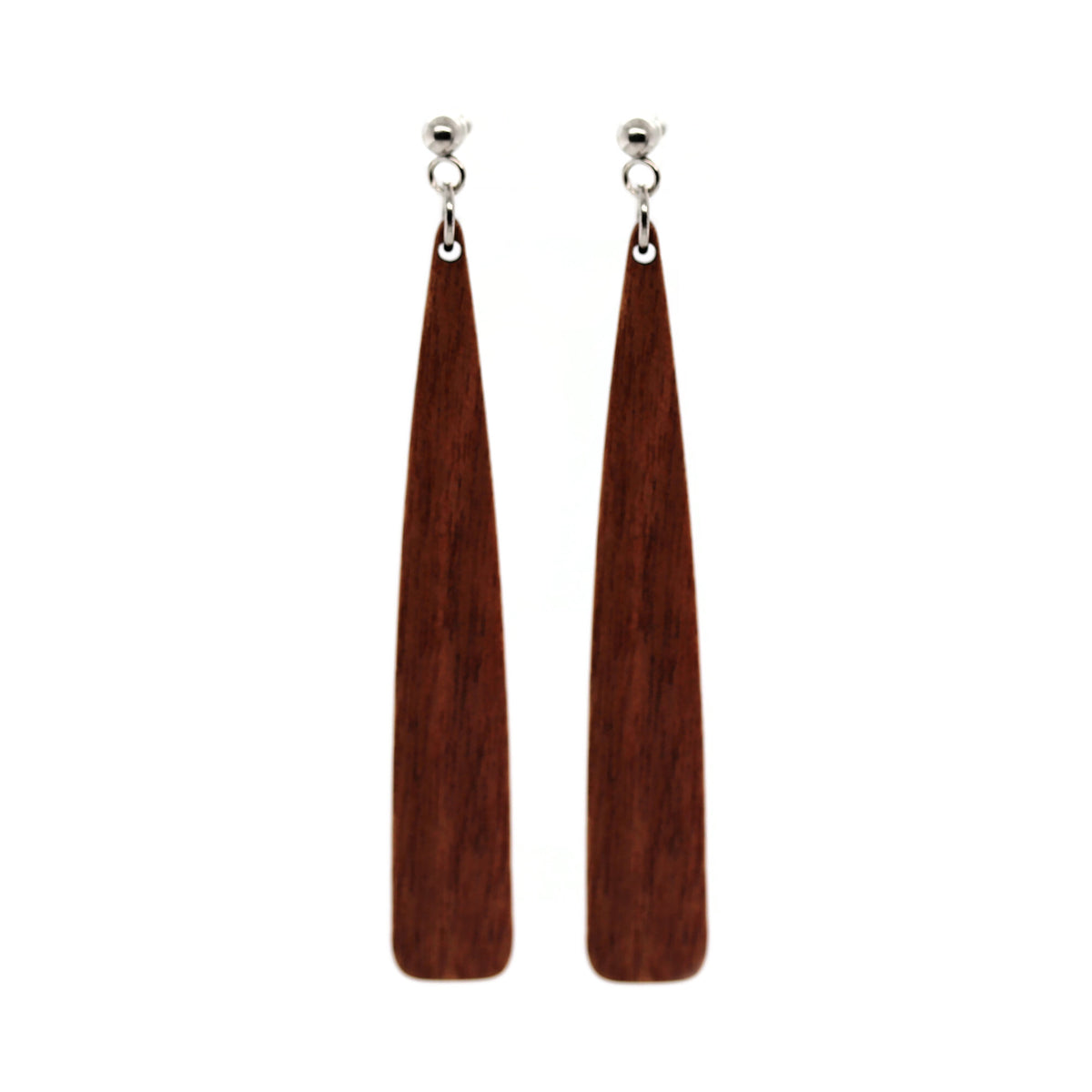 Wood Tapered Bar Dangle Earrings, 72mm/2.8"