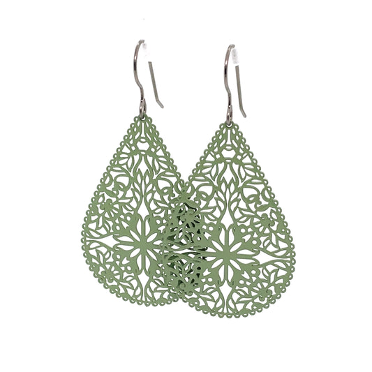 Lace Filigree Teardrop Shaped Dangle Earrings