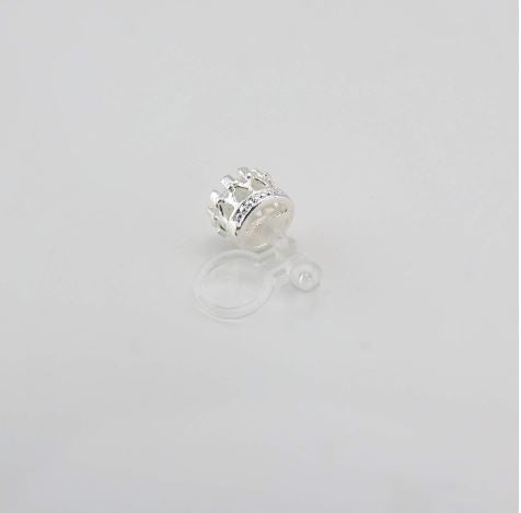 Cubic Zirconia Stud Look Invisible Clip On Earrings, 7mm Prong Set