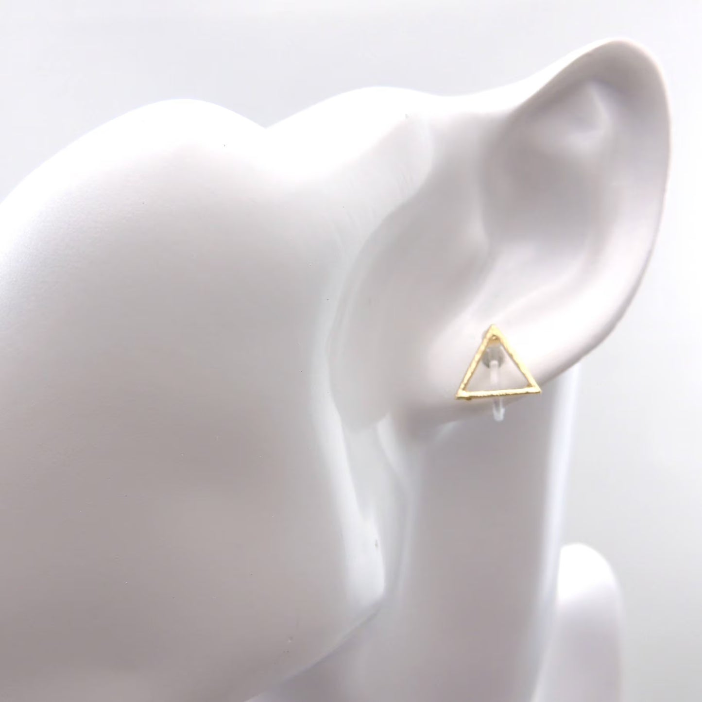 Invisible Clip On or Plastic Post Stud Look Earrings Open Triangle Stud
