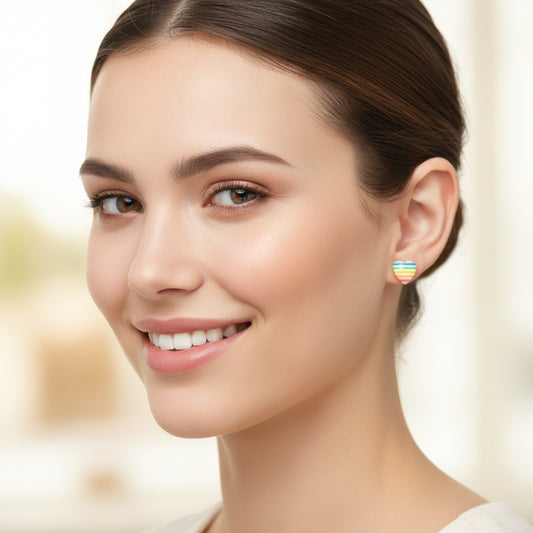 Rainbow Heart Stud Earrings