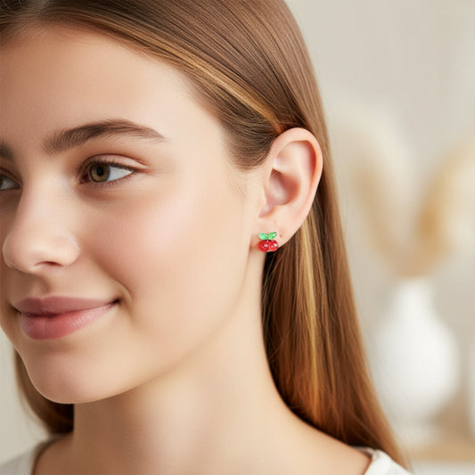 Boucles d'oreilles coccinelle avec tige en plastique ou clip invisible en métal, 9 mm