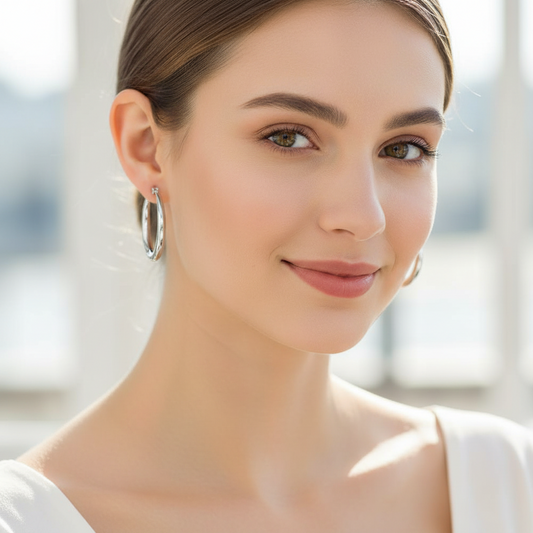 Pure Titanium Clasp Hoop Stud Earrings