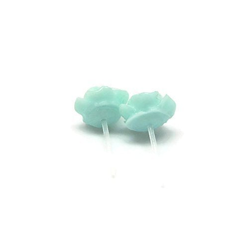 Pretty Smart 9mm Small Rose Studs Hypoallergenic Plastic Post Earrings  Metal Sensitive Ears (Bright Pink)
