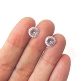Plastic Posts or Invisible Clip On Clear CZ Earrings, 6mm or 8mm