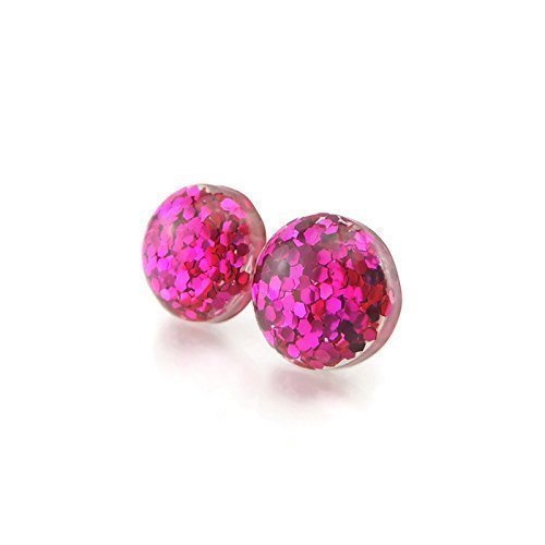 Boucles d'oreilles en résine remplies de paillettes 12 mm