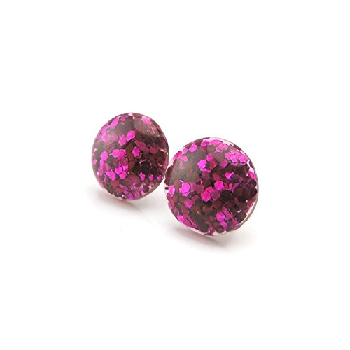 Glitter Filled Resin Earrings 12mm