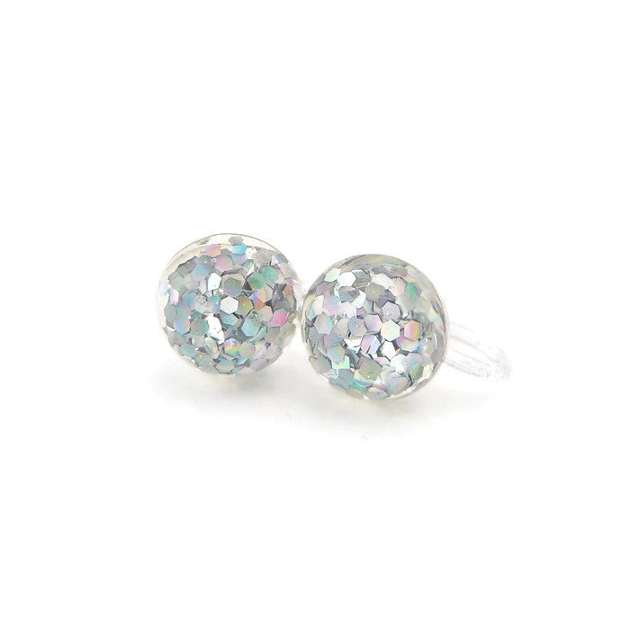 Boucles d'oreilles à tige en résine remplie de paillettes, 12 mm