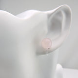 Plastic Post or Invisible Clip On Rose Quartz Stone Earrings, Metal Free