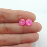 Plastic Post or Invisible Clip On, Iridescent Metal Free Stud Earrings, 8mm