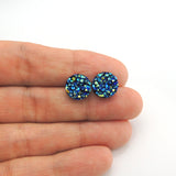 Dark Blue Iridescent Smart Earrings Plastic Post Jewelry Nickel Free Hypoallergenic Non-Pierced Clip On Girls Fashion 