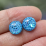 Glitter Confetti Filled Earrings, Metal Free 10mm