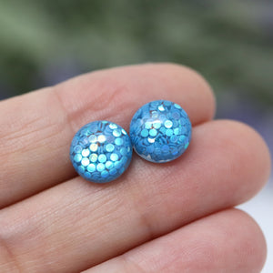 Glitter Confetti Filled Earrings, Metal Free 10mm