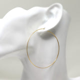 Plastic Post Thin Wire Hoop Earrings, 60mm