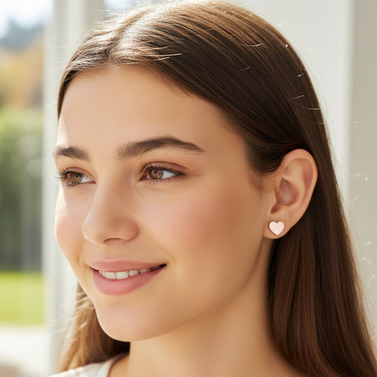 Boucles d'oreilles à tige en forme de cœur avec miroir en acrylique, 10 mm