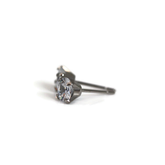 Titanium 4 Prong Set CZ Stud Earrings