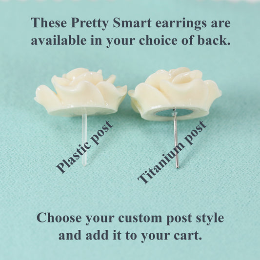Large Rose Floral Stud Earrings