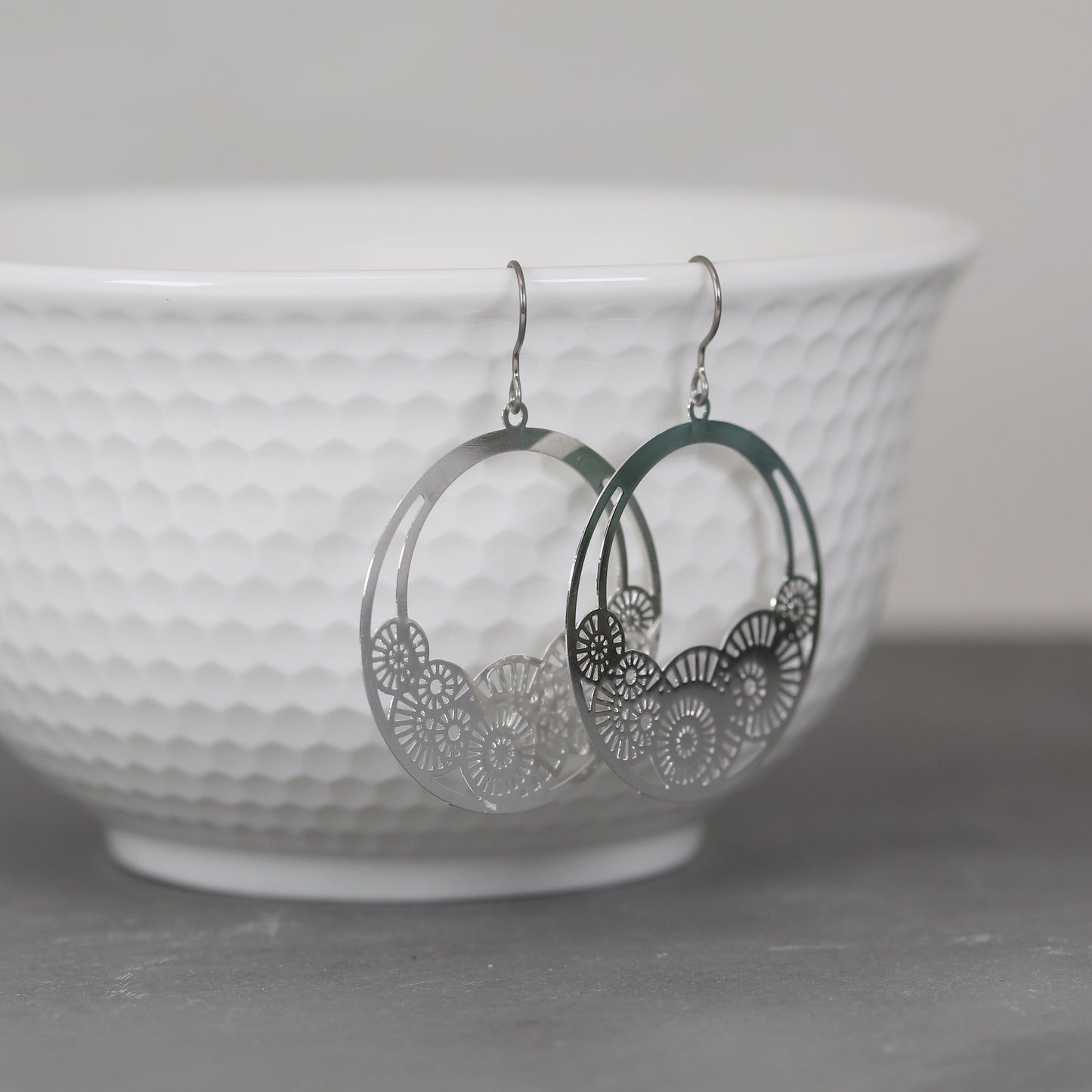 Laser Cut Out Circles Dangle Earrings - 4 Colors