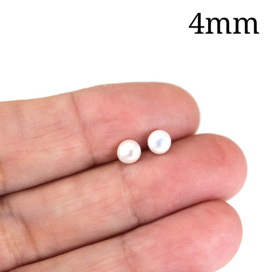 Titanium Post Natural Freshwater Pearl Stud Earrings