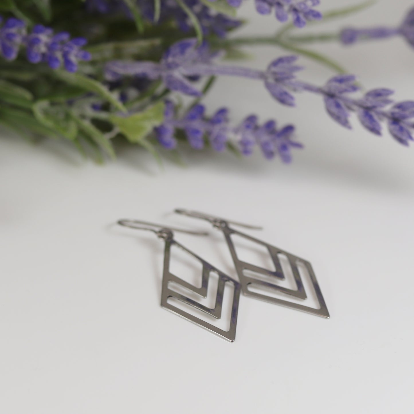 Geometric Rhombus Dangle Earrings