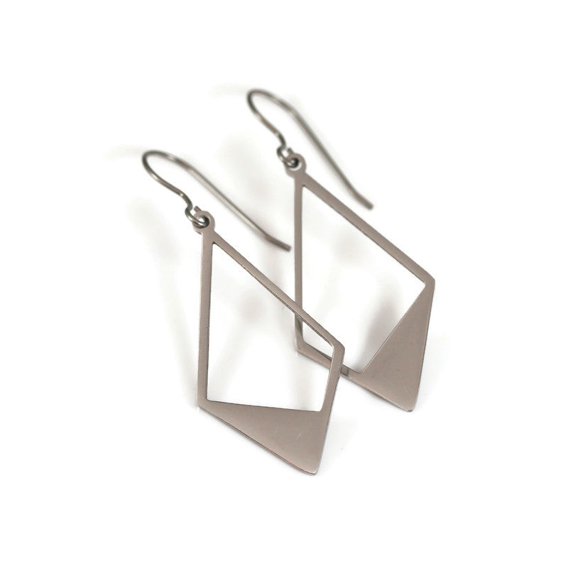 Boucles d'oreilles pendantes en forme de losange ouvert