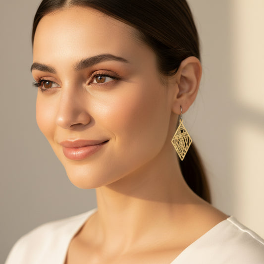 Geometric Dainty Rhombus Dangle Earrings - 3 Colors