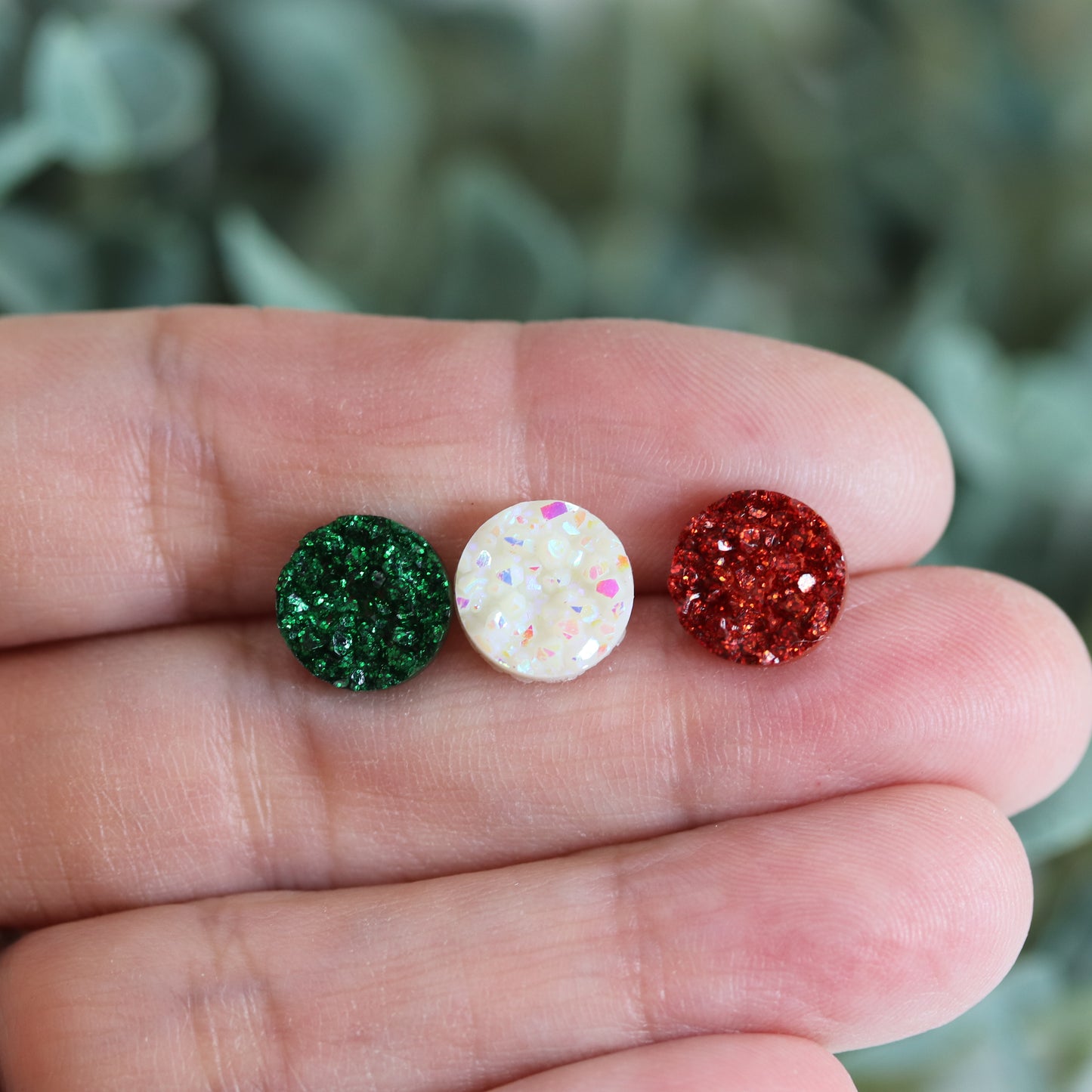 Coffret cadeau de boucles d'oreilles à tige en faux druzy, 8 mm ou 10 mm