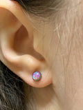 Titanium Bezel Set Opal Stud Earrings