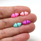 Plastic Posts or Invisible Clip On Metal Free Tiny Heart Earrings, 6mm