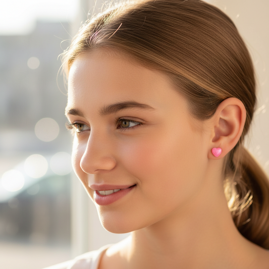Frosted Heart Stud Earrings
