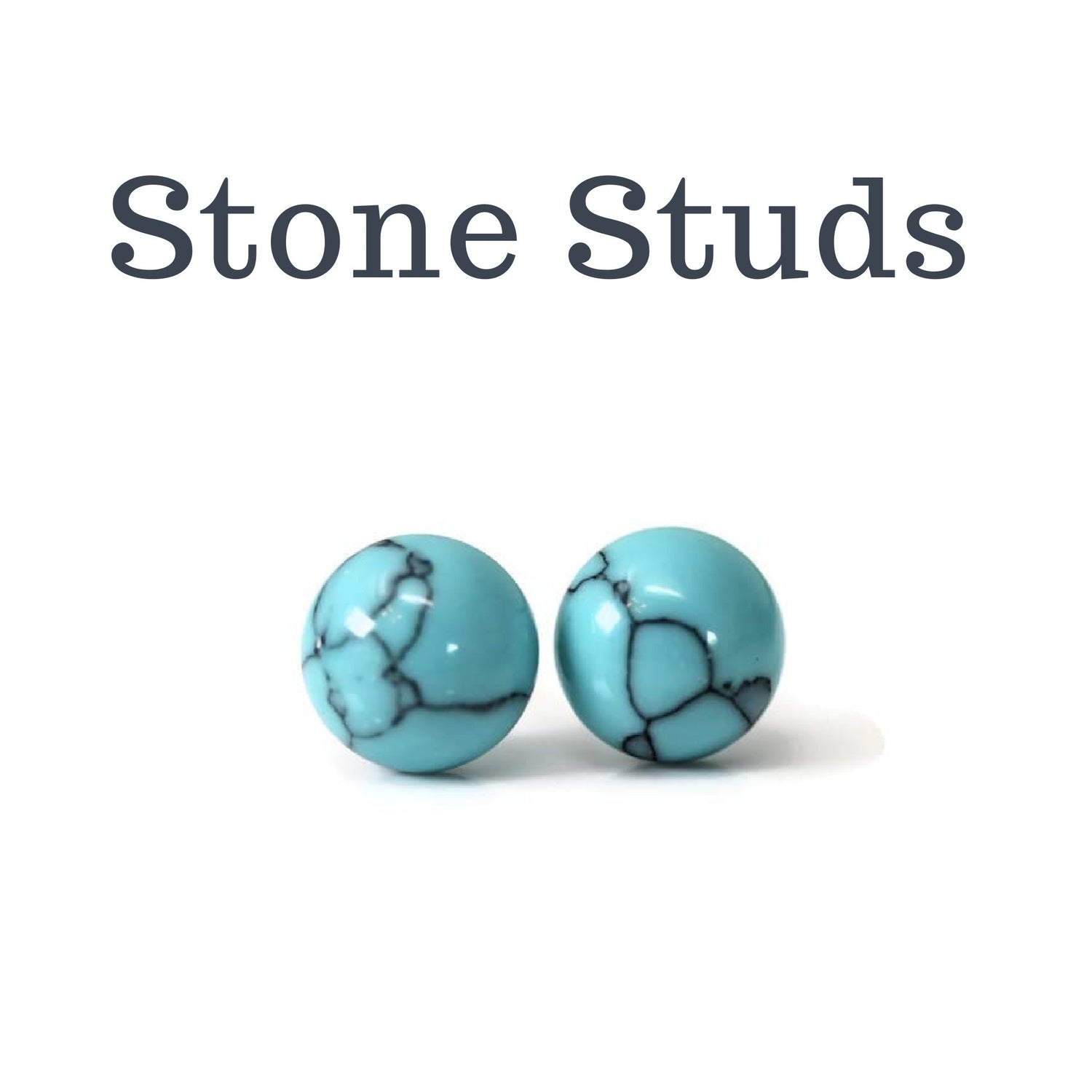 hypoallergenic turquoise stone earrings metal free plastic posts