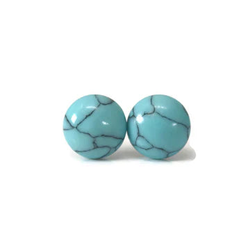 hypoallergenic turquoise stone earrings metal free plastic posts