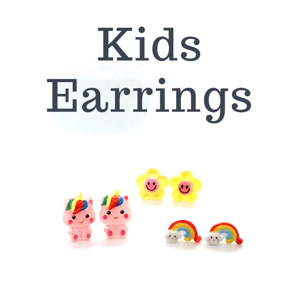 Hypoallergenic Earrings for kids White unicorn design