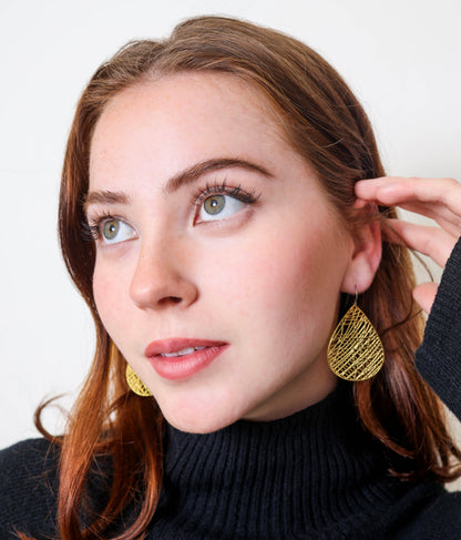 Filigree Teardrop Dangle Earrings - 7 Colors