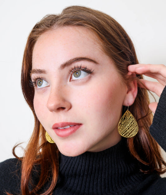 Filigree Teardrop Dangle Earrings - 7 Colors
