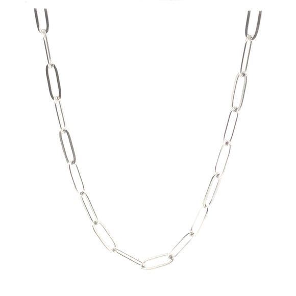 Paperclip Chain Necklace 18K Gold PVD Plated Stainless Steel, 3.2mm Wide, 17